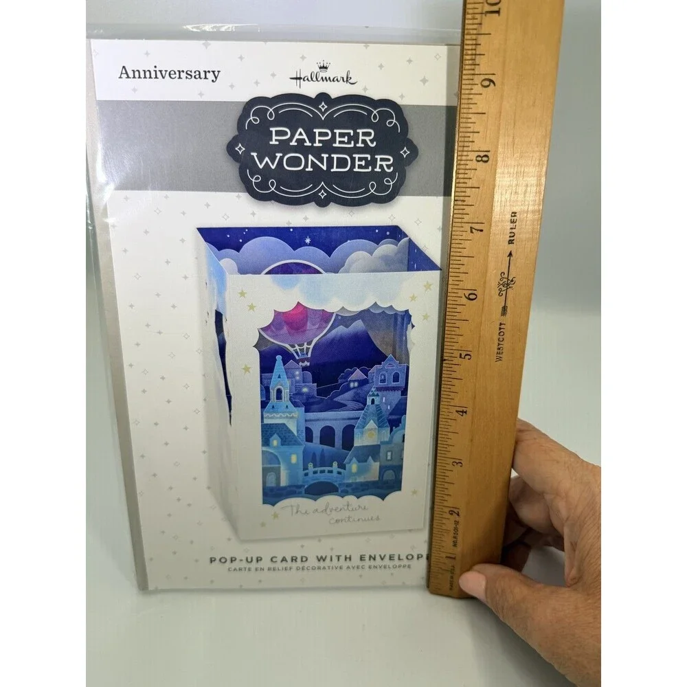 Hallmark Paper Wonder Pop-Up Anniversary Card Castle Hot Air Balloon Night Sky